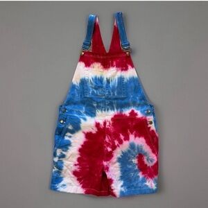 Chubbies Chubberalls Shorts Overalls Sz L Men Red White Blue Tie Dye USA Costume